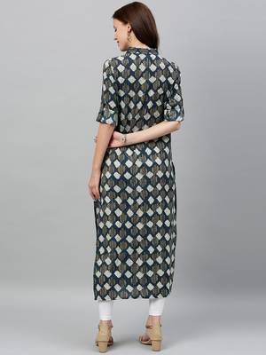 Blue Cotton stitched   kurta 2