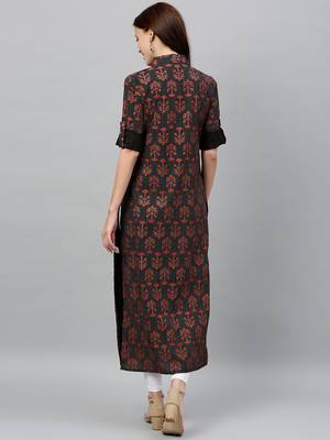 Black Cotton stitched   kurta 2