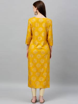 Mustard Rayon stitched   kurta 2