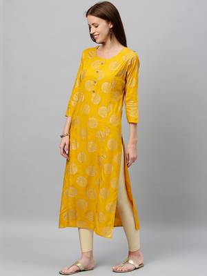 Mustard Rayon stitched   kurta 3