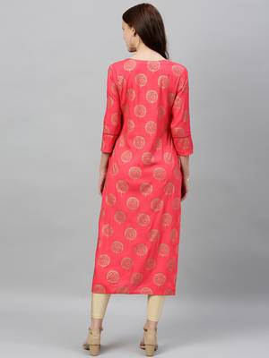 Pink Rayon stitched   kurta 2
