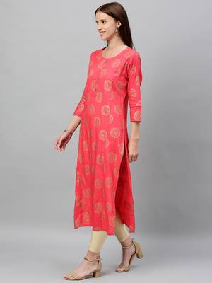 Pink Rayon stitched   kurta 3