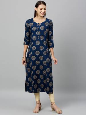 Teal Rayon stitched   kurta 1