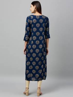 Teal Rayon stitched   kurta 2