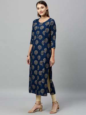 Teal Rayon stitched   kurta 3