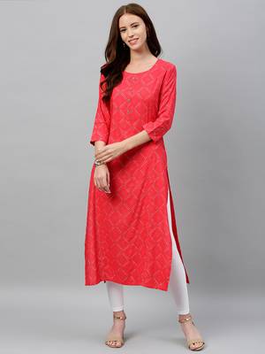 Pink Rayon stitched   kurta 1