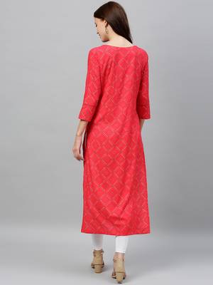 Pink Rayon stitched   kurta 2