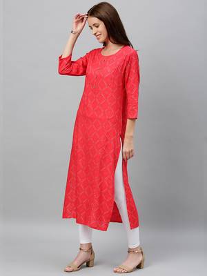 Pink Rayon stitched   kurta 3