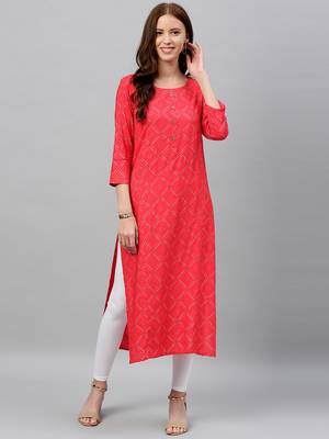 Pink Rayon stitched   kurta 4