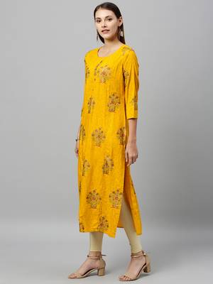 Mustard Rayon stitched   kurta 3