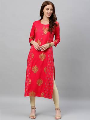 Pink Rayon stitched   kurta 1
