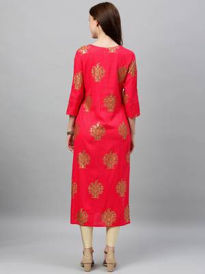 Pink Rayon stitched   kurta 2