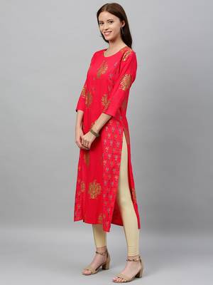 Pink Rayon stitched   kurta 3