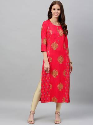 Pink Rayon stitched   kurta 4