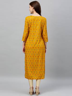 Mustard Rayon stitched   kurta 2