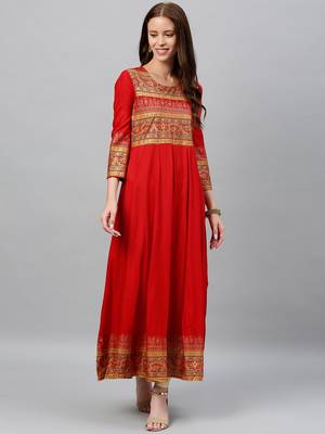 Red Rayon stitched   kurta 1
