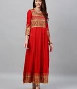 Red Rayon stitched   kurta