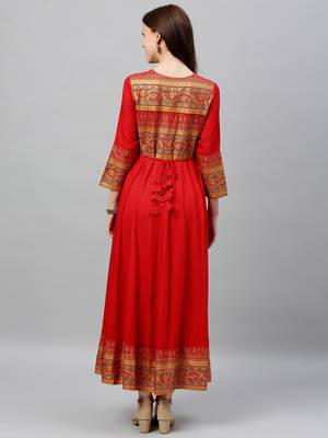 Red Rayon stitched   kurta 2