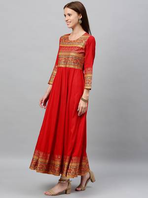 Red Rayon stitched   kurta 3