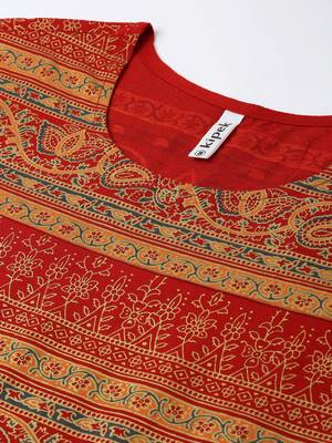 Red Rayon stitched   kurta 4