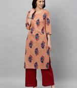 Brown Cotton stitched   Kurta with     Palazzo