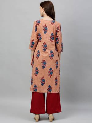Brown Cotton stitched   Kurta with     Palazzo 2