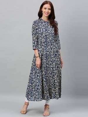 Navy Cotton stitched   kurta 1
