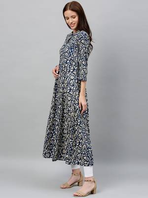 Navy Cotton stitched   kurta 3