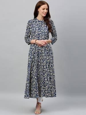 Navy Cotton stitched   kurta 4