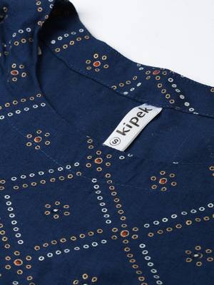 Navy Rayon stitched   kurta  with     Skirt 4