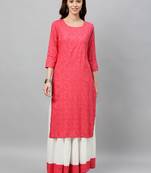 Pink Rayon stitched   kurta  with     Skirt