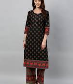 Black Cotton stitched   Kurta with     Palazzo