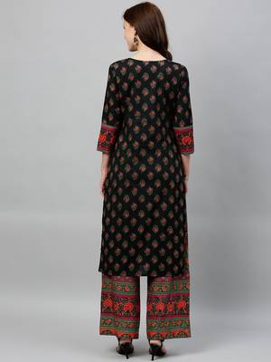 Black Cotton stitched   Kurta with     Palazzo 2