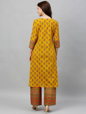 Mustard Cotton stitched   Kurta with     Palazzo 2