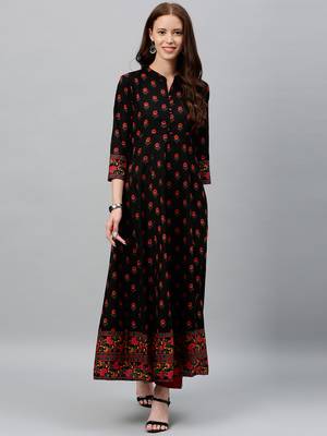 Black Cotton stitched   kurta 1