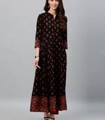 Black Cotton stitched   kurta