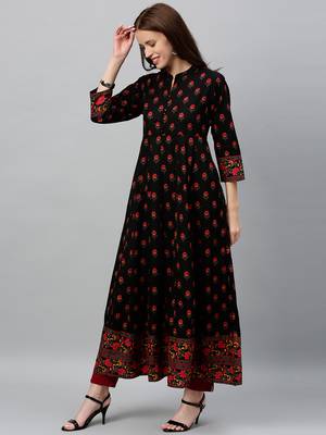 Black Cotton stitched   kurta 3