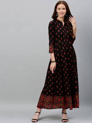 Black Cotton stitched   kurta 4