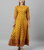 Mustard Cotton stitched   kurta