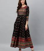 Black Cotton stitched   kurta