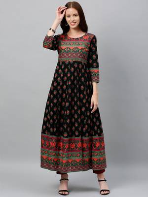 Black Cotton stitched   kurta 4