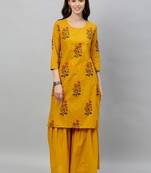 Mustard Cotton stitched   Kurta  with     Sharara