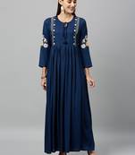 Blue Rayon stitched   kurta