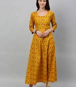 Mustard Cotton stitched   kurta