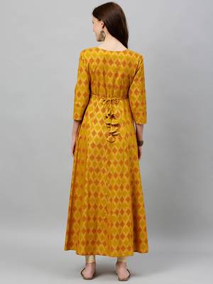 Mustard Cotton stitched   kurta 2
