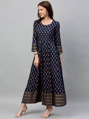 Blue Rayon stitched   Anarkali  with     Jacket 3