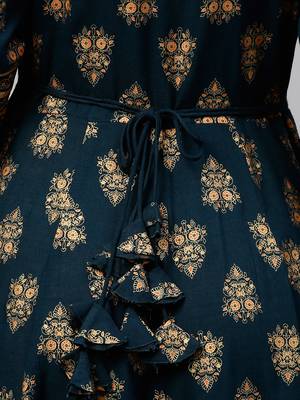 Teal Rayon stitched   Anarkali  with     Jacket 4
