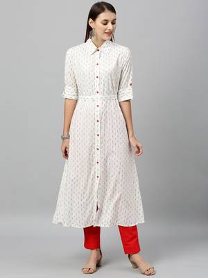 White Rayon stitched   kurta 1