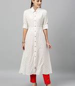 White Rayon stitched   kurta