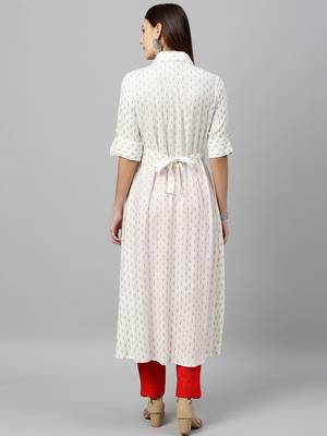 White Rayon stitched   kurta 2